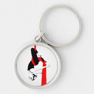Flyg- silkeGemini poserar Keychain Rund Silverfärgad Nyckelring