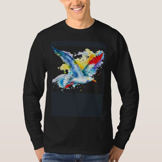 Flyg som en målad mås t shirt (Framsida)
