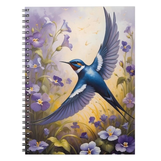 Flyg Svalt Fält i Violet Flowers Anteckningsbok (Framsidan)