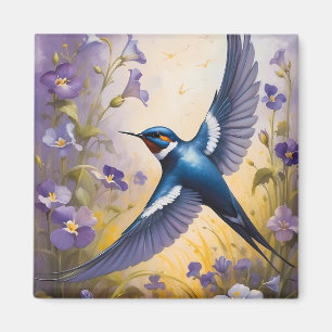 Flyg Svalt Fält i Violet Flowers Magnet