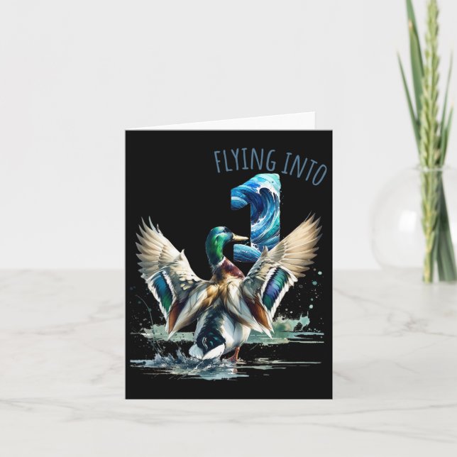 Flyg till 1 Anka Jakt 1:a födelsedag Party 1 år Kort (Framsida)