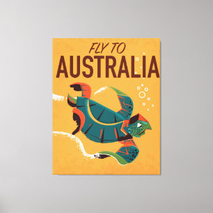 Flyg till Australiens reseaffisch för Sea Turtle Canvastryck