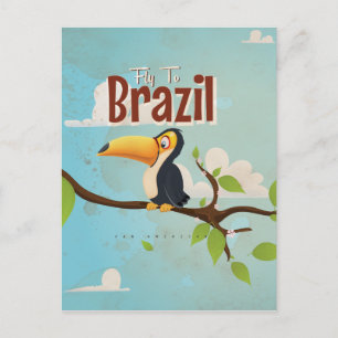 Flyg till Brasilien vintage Semesterplanscher Vykort