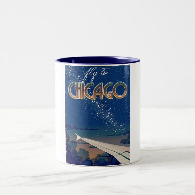 Flyg till Chicago Två-Tonad Mugg (Center)