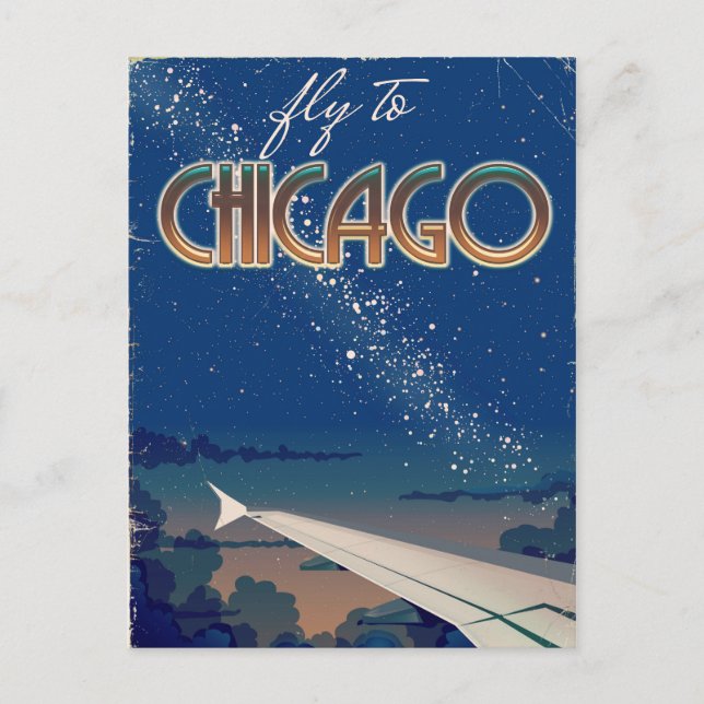 Flyg till Chicago Vykort (Framsida)