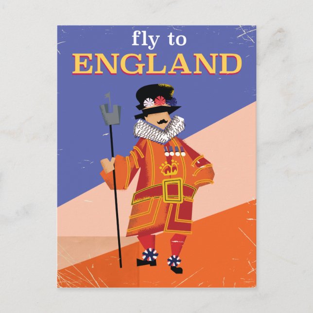Flyg till England vintage reseaffisch Vykort (Framsida)