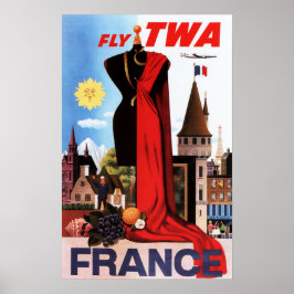 Flyg till FRANKRIKE Europe Mode Capital Old Airlin Poster