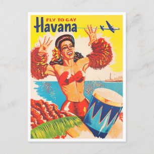 Flyg till Havana vintage rese vykort