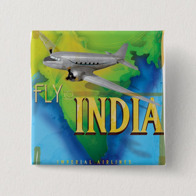 Flyg till Indien Knapp (Framsida)