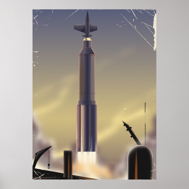 Flyg till Mars! vintage science fiction-affisch Poster (Framsidan)