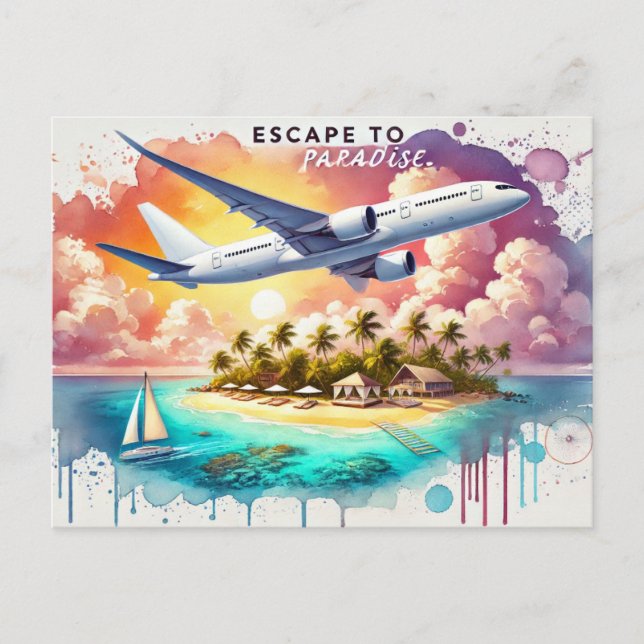Flyg till Paradise. Vykort (Framsida)