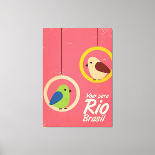 Flyg till Rio, Brasilien resaffisch. Canvastryck