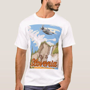 Flyg till Slovenien Trä Väggt Konst Matkasse T Shirt