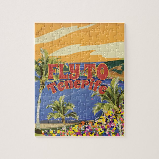 Flyg till Tenerife Vintage resor Poster Pussel (Vertikal)