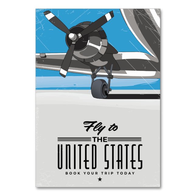 Flyg till USA Resaaffisch Bordsnummer (Framsidan)