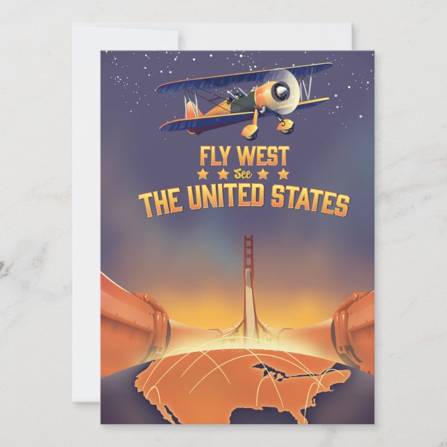 Flyg västerut Se Amerikas förenta stater. (Framsida)