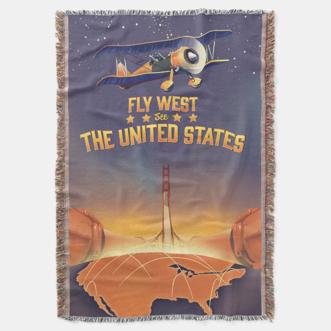 Flyg västerut Se Amerikas förenta stater. Filt (Framsidan Vertikal)