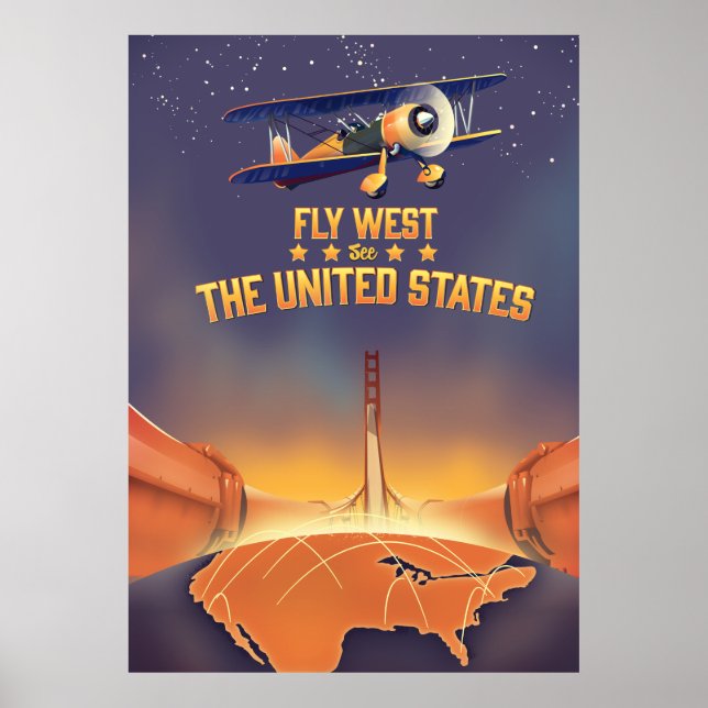 Flyg västerut Se Amerikas förenta stater. Poster (Framsidan)
