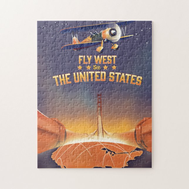 Flyg västerut Se Amerikas förenta stater. Pussel (Vertikal)