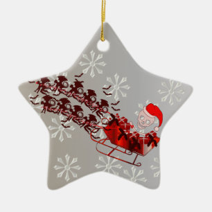 Flyga apan Santa Julgransprydnad Keramik