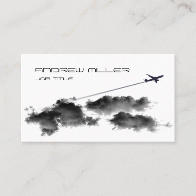 Flyga bort/jetflygplan/pilot- resebyråman visitkort (Framsida)