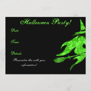 Flyga den gröna häxaHalloween inbjudan