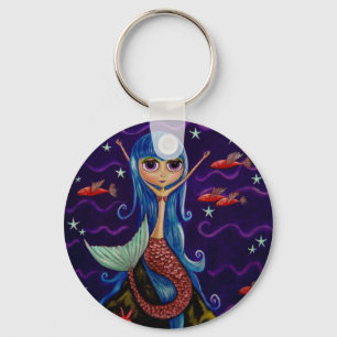 Flyga fisksjöjungfrun Keychain Nyckelring