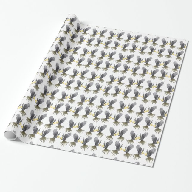 Flyga gråa Cockatielpapegojor som slår in papper Presentpapper (Utrullad)