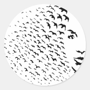 Flyga kråkor eller optisk illusion för ansikte runt klistermärke