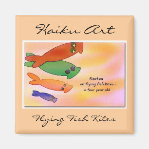 Flyga magneten för konst för fiskdrakeHaiku Magnet