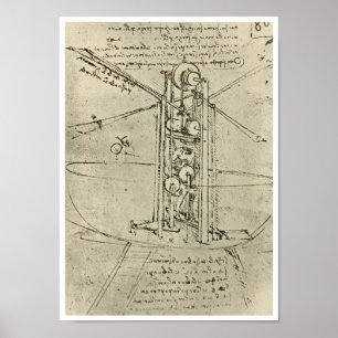 Flyga maskinen, Leonardo Da Vinci, 1488 Poster