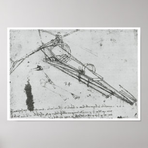 Flyga maskinen, Leonardo Da Vinci, 1490 Poster