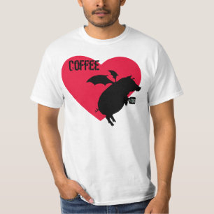 Flyga som är piggy med kaffe tee shirt