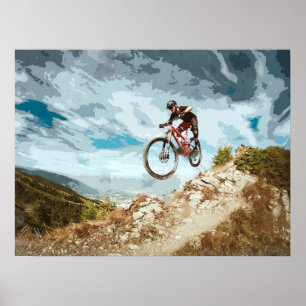 Flyga som är sluttande på en mountainbike poster