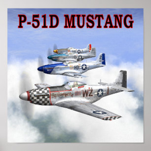 FLYGAFFISCH FÖR MUSTANG P-51 POSTER
