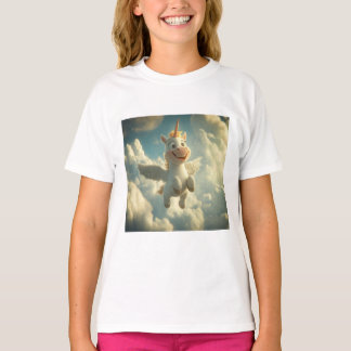 Flygande 3D Enhörning i himlen T Shirt