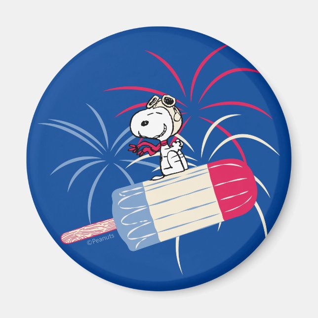 Flygande Ace Snoopy på ispun Magnet (Framsidan)