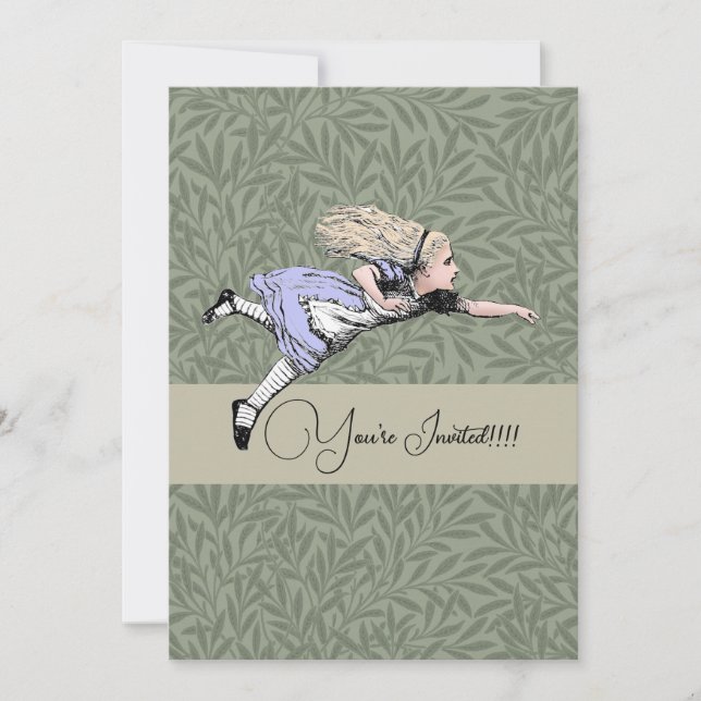 Flygande Alice i Wonderland Tittar Glass Inbjudningar (Framsida)