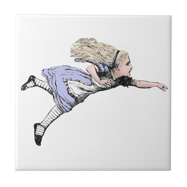 Flygande Alice i Wonderland Tittar Glass Kakelplatta (Framsidan)