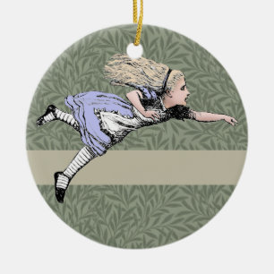 Flygande Alice Underlandet Äventyr Vintage Tenniel Julgransprydnad Keramik