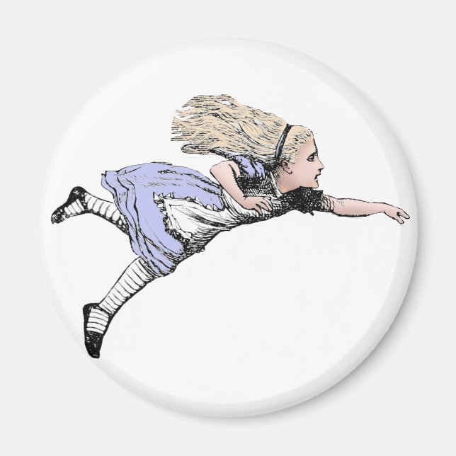 Flygande Alice Underlandet Äventyr Vintage Tenniel Magnet (Framsidan)