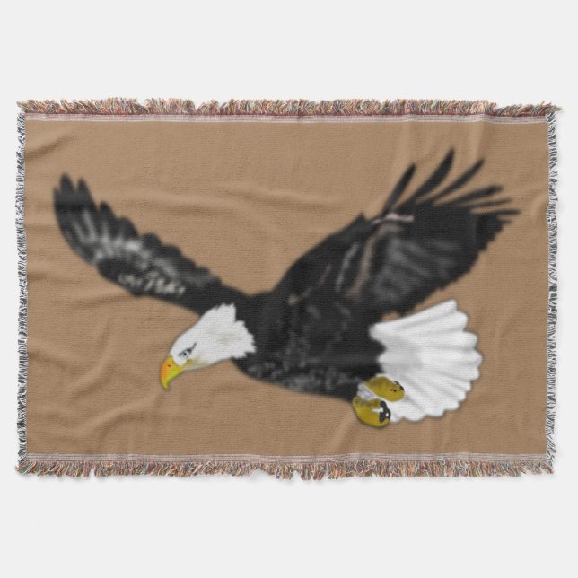 Flygande Amerikansk Örn Brun Kastfilt Filt (Framsidan)