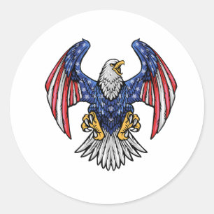 Flygande amerikansk Örn med Flagga Vingar ـ Runt Klistermärke