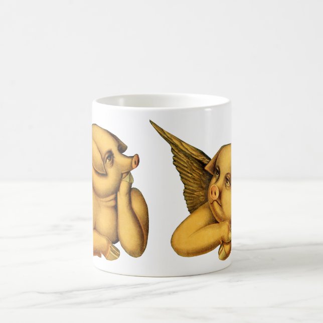 Flygande Angel Grisar med vingar Fantasy Animals A Kaffemugg (Center)