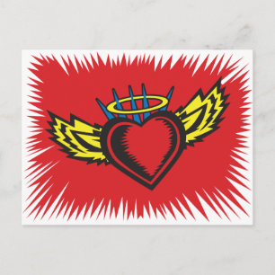 Flygande Angel Heart Tattoo Vykort