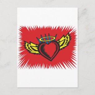 Flygande Angel Heart Tattoo Vykort