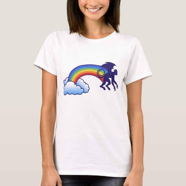 Flygande apa-regnbåge tee shirt (Framsida)