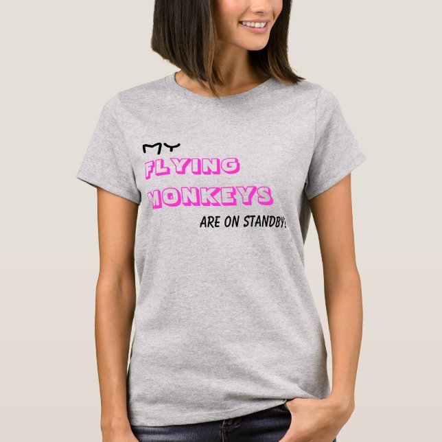 Flygande apor i standby-humant text t shirt (Framsida)