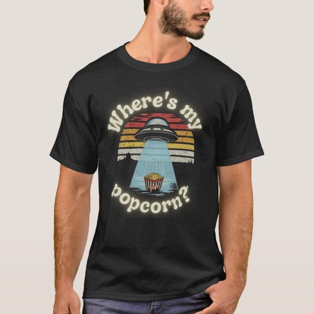 Flygande aucer som bortför popcorn t shirt (Framsida)