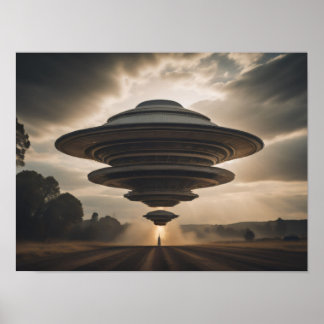 Flygande aucer UFO-landning Poster